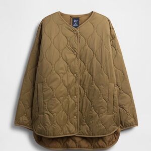 GAP Quilted Round‑Hem Puffer Jacket in Olive Drab